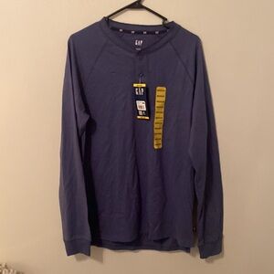 Gap Blue Indigo Long Sleeve Henley [Size: Medium]